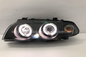 BMW E46 98-00 Dual Projector H/L LED Ring Black (H1)