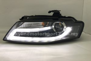 Audi A4 B8 08-12 Projector H/L DRL LED Light Strip Black (D3S)