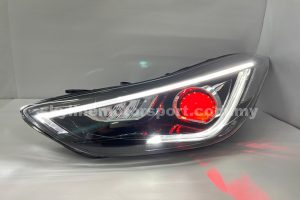 Hyundai Elantra 11-16 Projector H/L DRL LED Black (Devil Eyes)(WSRF)