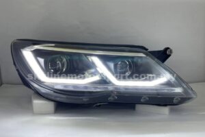 Volkswagen Tiguan 09-12 Dual Projector Head Lamp DRL LED Black (WSRF)