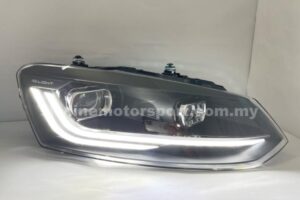Volkswagen Polo Vento 11-19 Dual Projector Head Lamp DRL LED Black (WSRF)