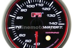 60mm Water Temp Gauge Super White LED Angel Ring (Black Face)