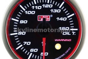 60mm Oil Temp Gauge Super White LED Angel Ring (Black Face)