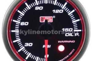 60mm Oil Pressure Gauge Super White LED Angel Ring (Black Face)