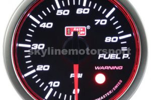 60mm Fuel Pressure Gauge Super White LED Angel Ring (Black Face)