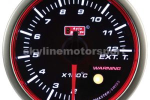 60mm Exhaust Temp Gauge Super White LED Angel Ring (Black Face)