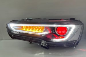 M/Lancer 07-11 A5 Style Projector H/L DRL LED Light Strip Black (Devil Eyes)(WSRF)